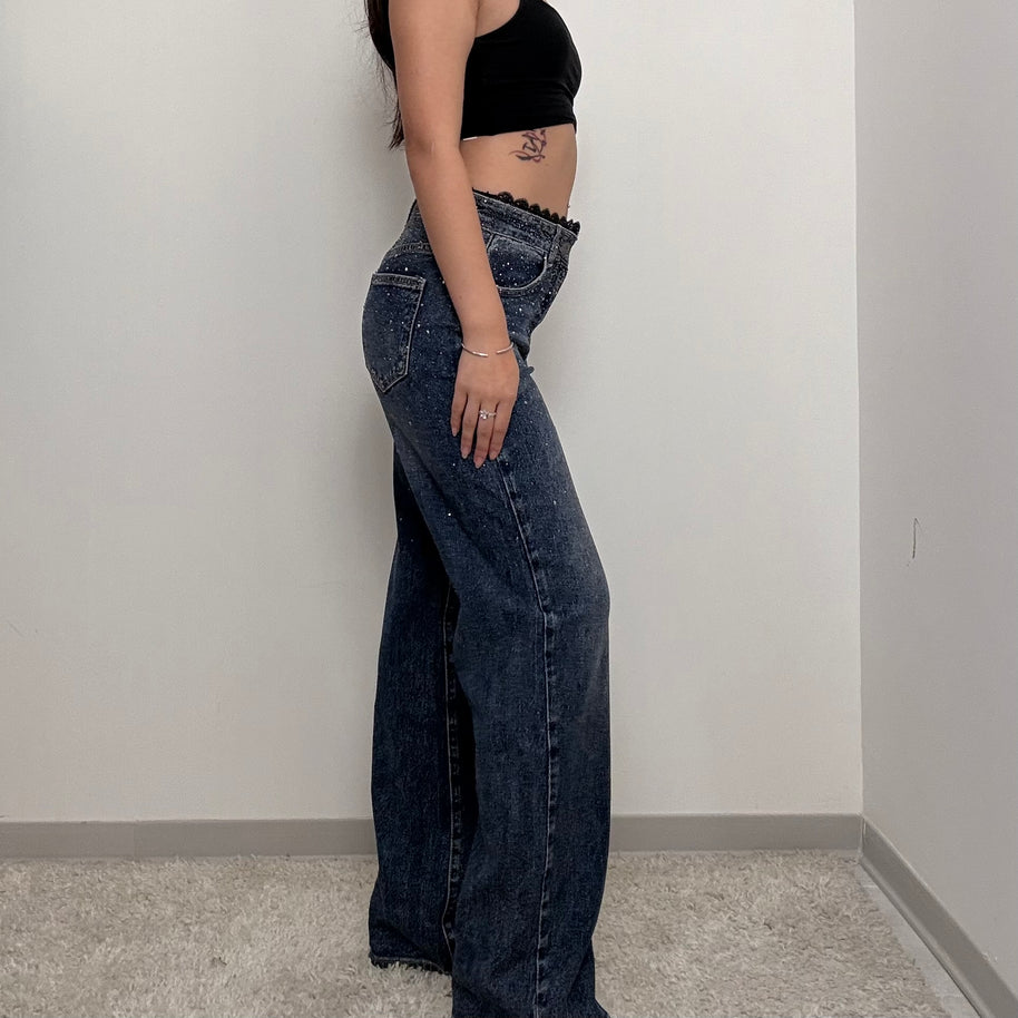 JEANS STRASS WIDE-LEG