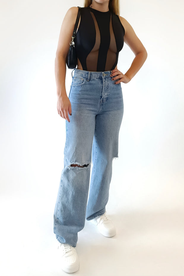 BODY CON INSERTO DI TULLE