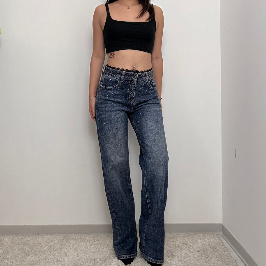 JEANS STRASS WIDE-LEG