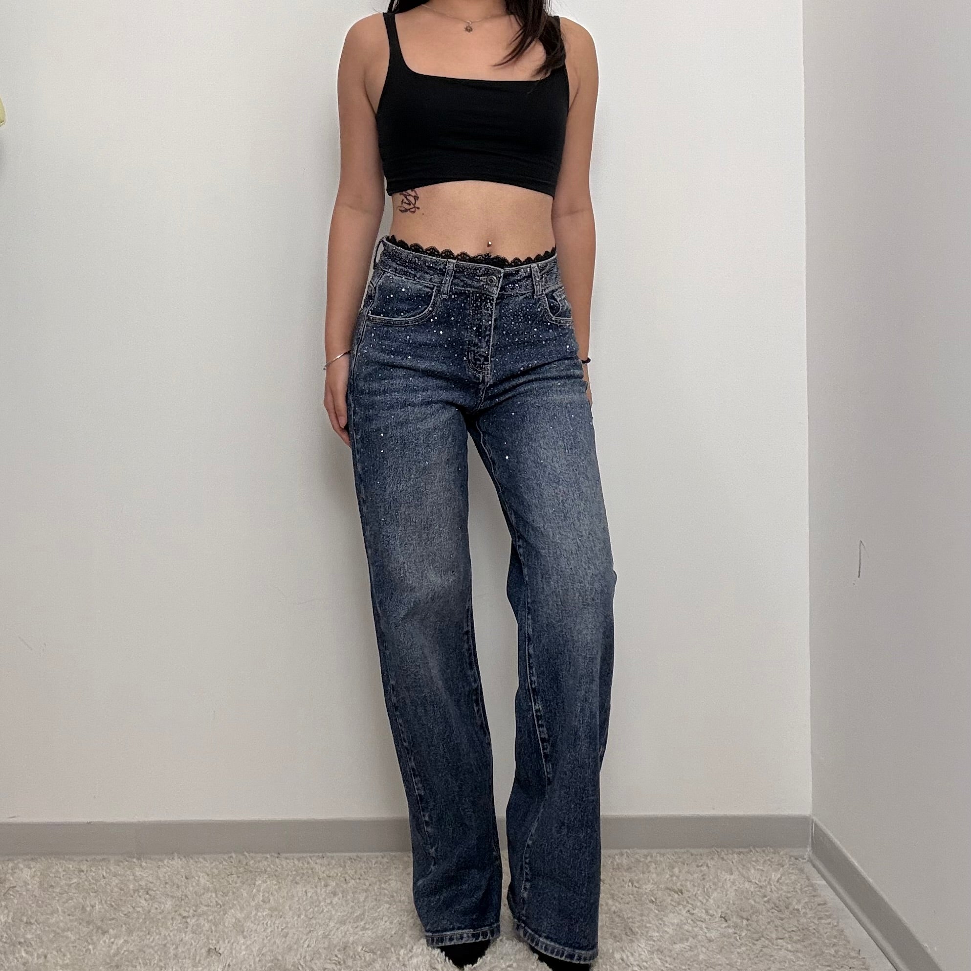 JEANS STRASS WIDE-LEG