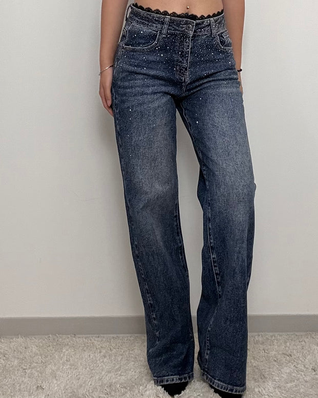 JEANS STRASS WIDE-LEG
