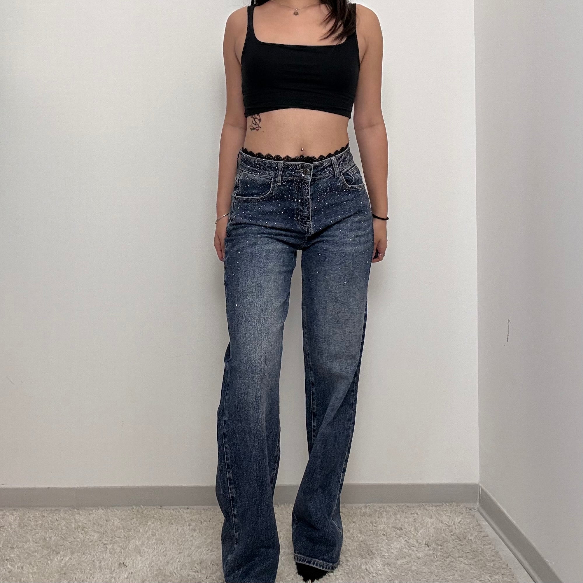 JEANS STRASS WIDE-LEG