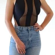 BODY CON INSERTO DI TULLE